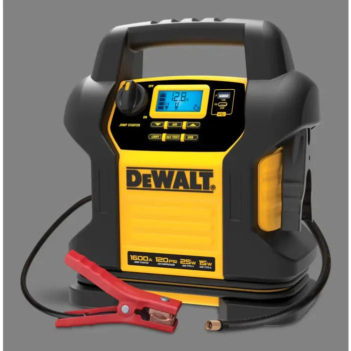 DEWALT DXAEJ14CA Booster Pack/Jump Starter, With Auto-Stop Digital Air Compressor, 1600 Peak Amp, 12V