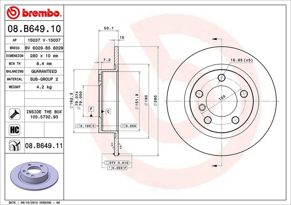 08.B649.11 Brembo Brake Rotor