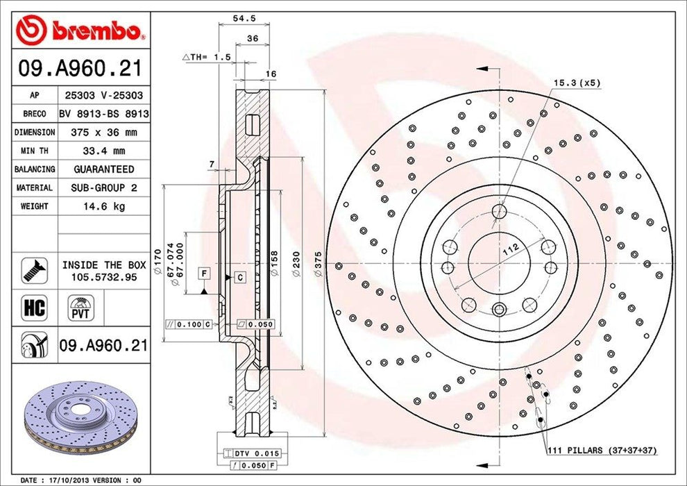 09.A960.21 Brembo Brake Rotor
