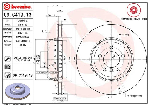 09.C419.13 Brembo Brake Rotor