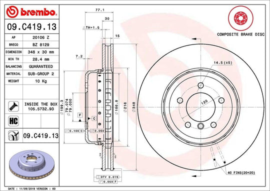 09.C419.13 Brembo Brake Rotor
