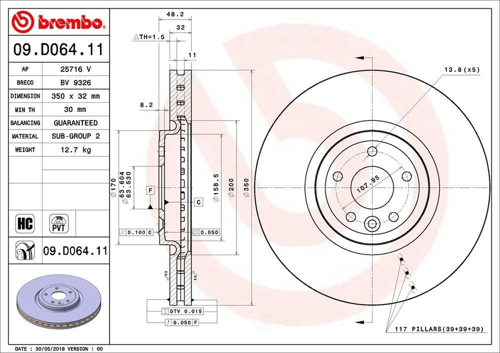 09.D064.11 Brembo Brake Rotor