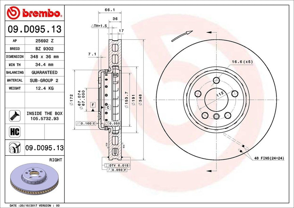 09.D095.13 Brembo Brake Rotor