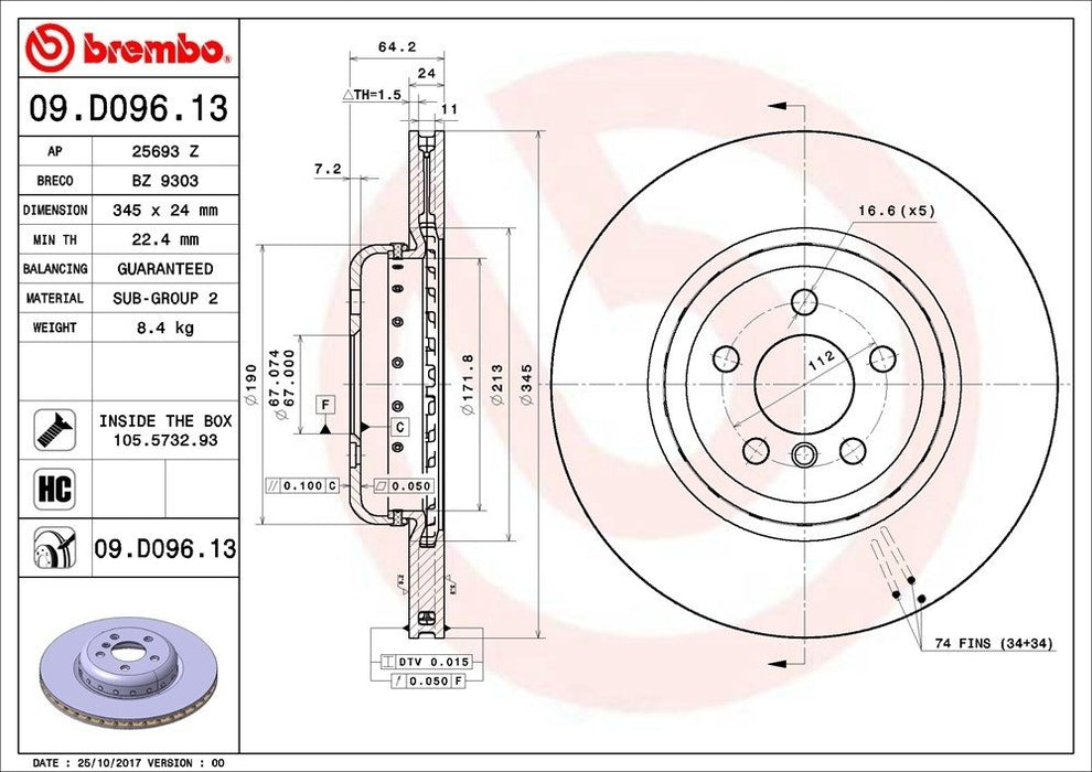 09.D096.13 Brembo Brake Rotor