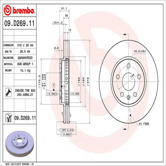 09.D269.11 Brembo Brake Rotor