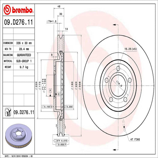 09.D276.11 Brembo Brake Rotor