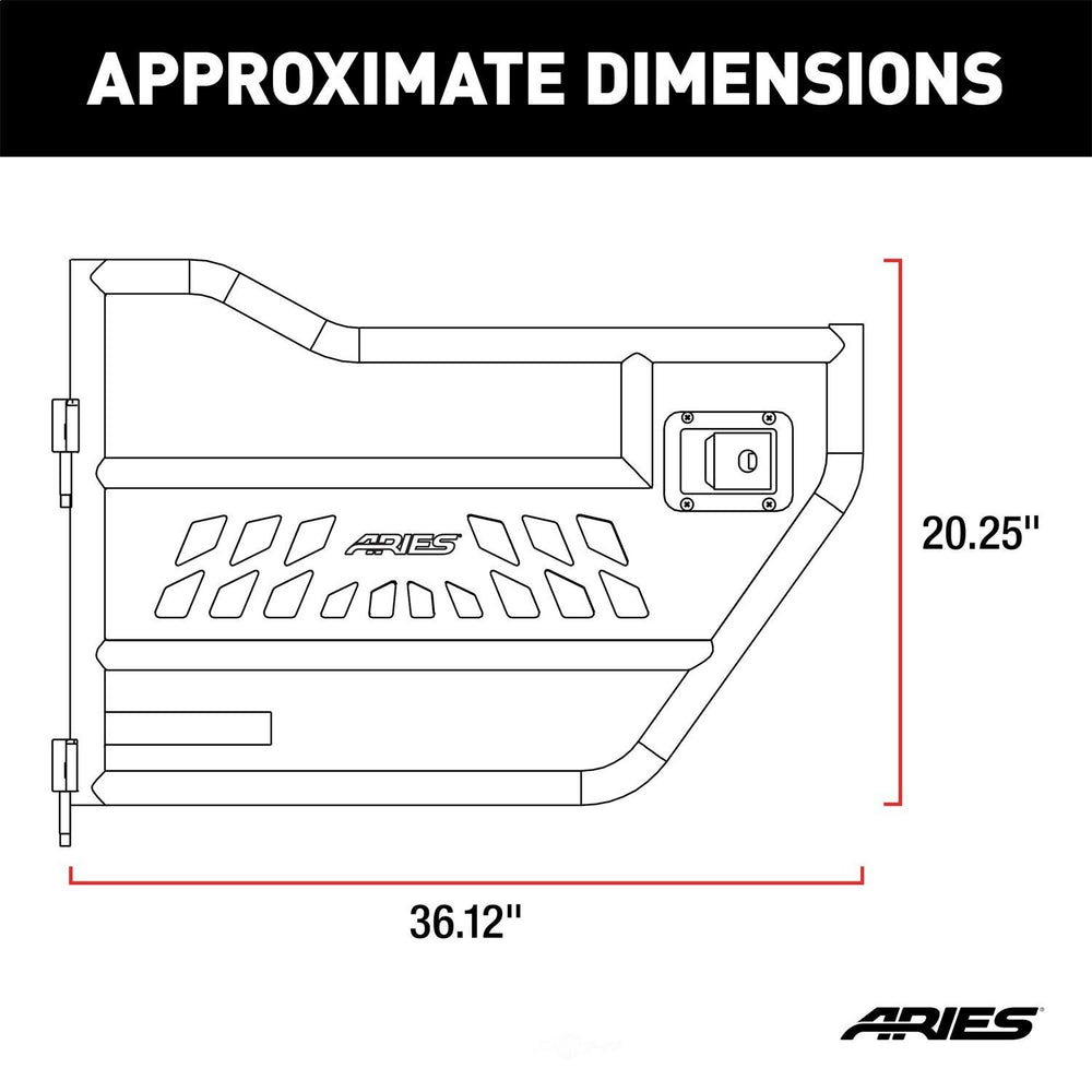 1500200 Aries Jeep Wrangler JL, Gladiator Front Tube Doors