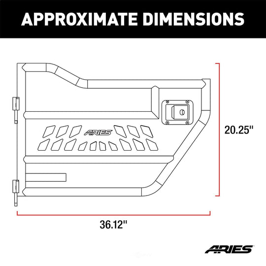 1500200 Aries Jeep Wrangler JL, Gladiator Front Tube Doors