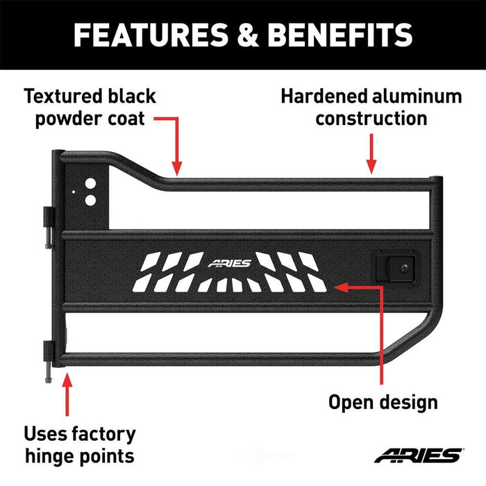 1500200 Aries Jeep Wrangler JL, Gladiator Front Tube Doors