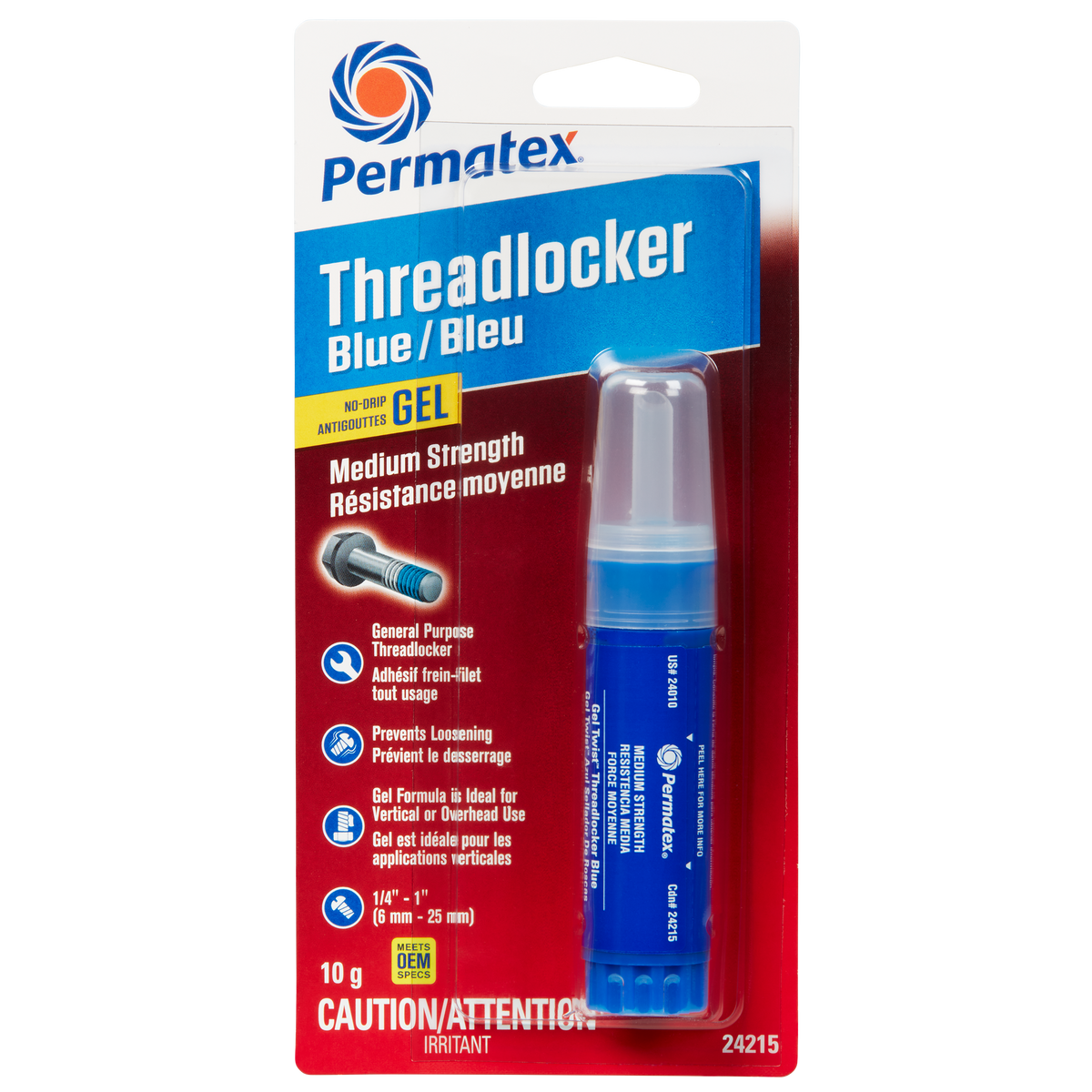 Permatex® Blue GEL Medium Strength 242 Threadlocker, 10g Tube