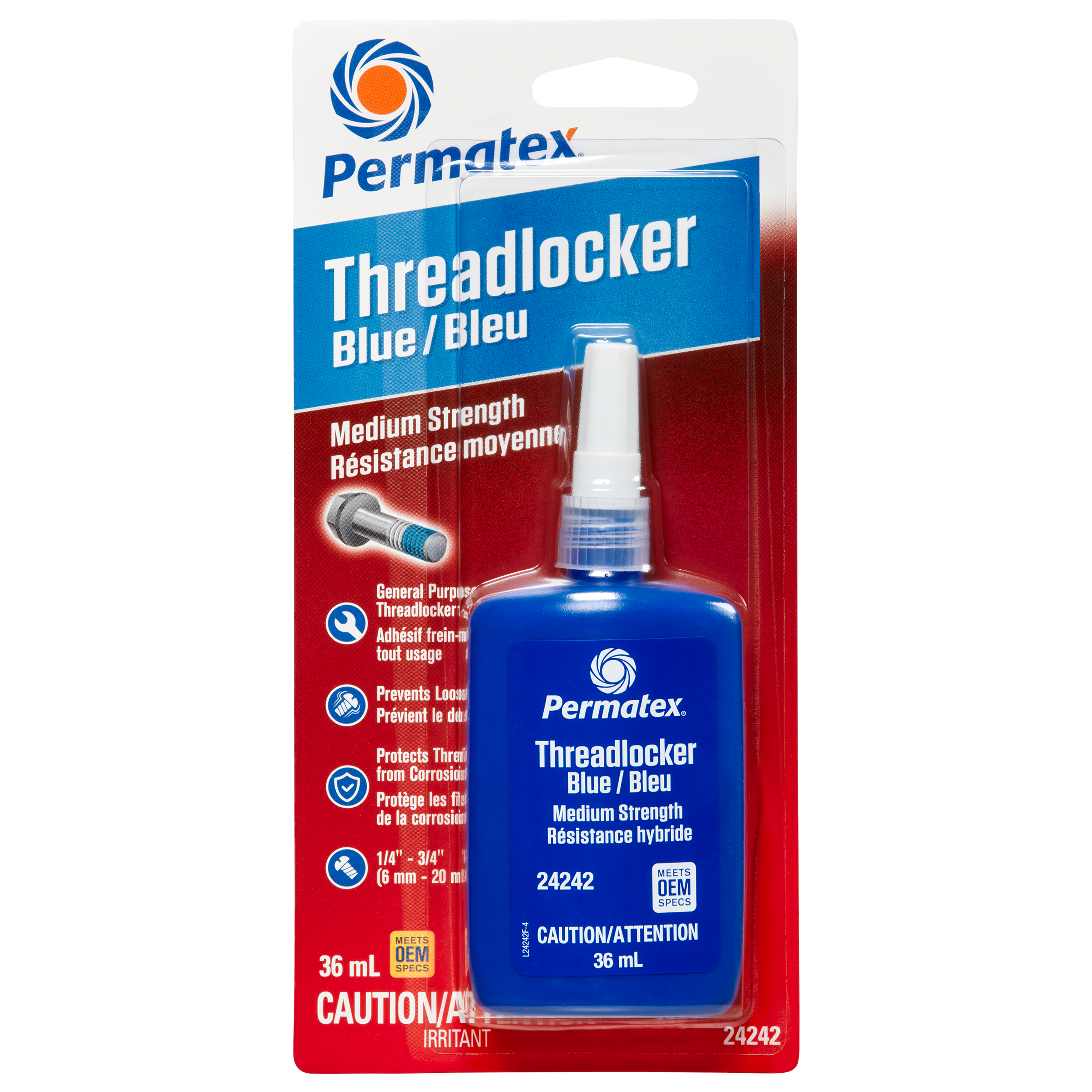 Permatex® Blue Medium Strength 242 Threadlocker, 36mL Bottle
