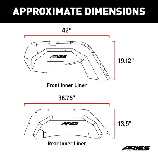 2500450 Aries Jeep Inner Fender Liners, 4-pk