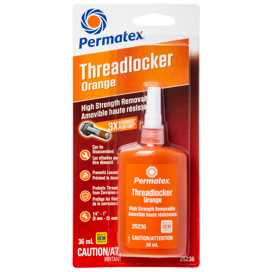 Permatex® 25236 High Strength Removable Threadlocker, Orange, 36-mL