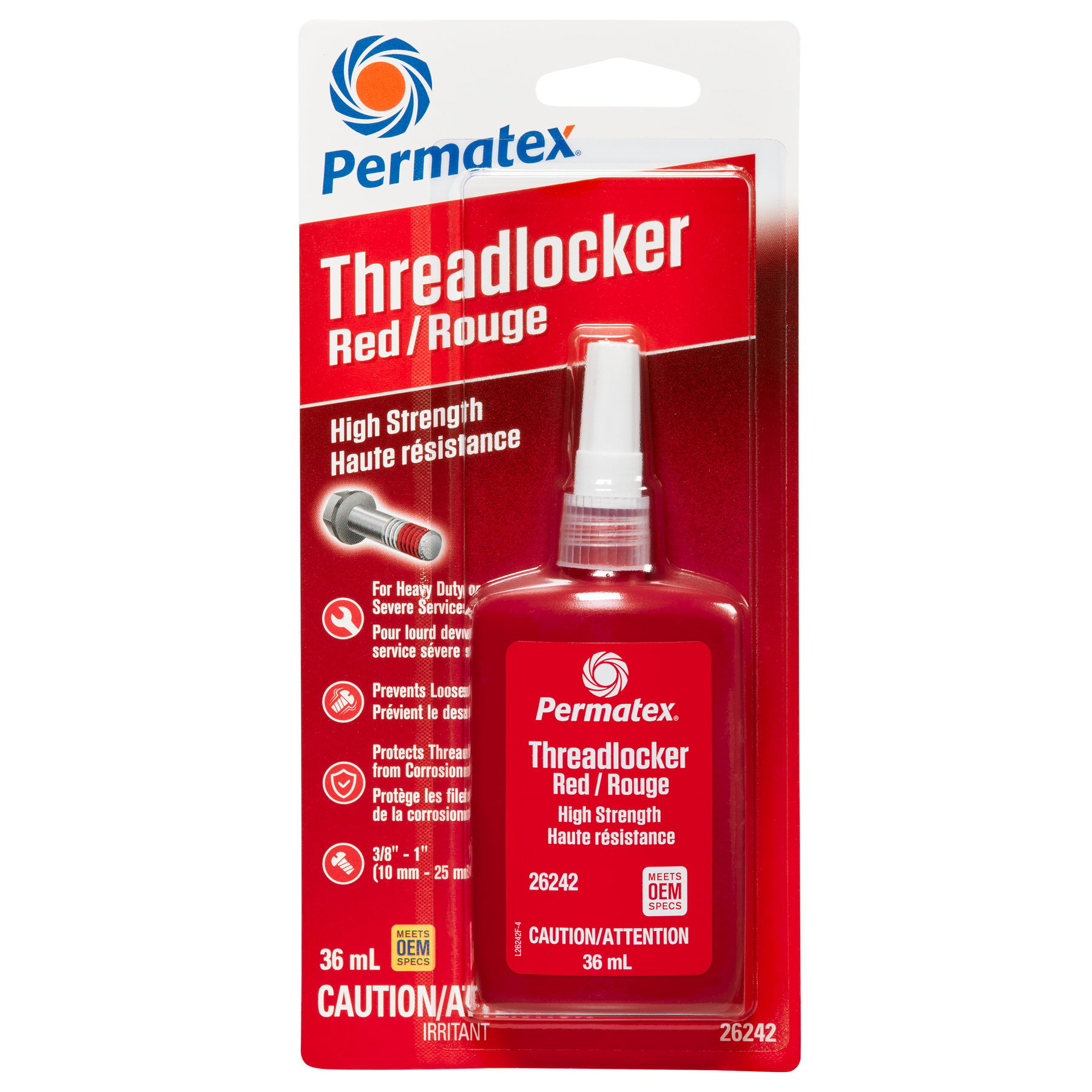Permatex® Red High Strength 262 Threadlocker, 36mL Bottle — Partsource Permatex® Red High Strength 262 Threadlocker, 36mL Bottle — Partsource