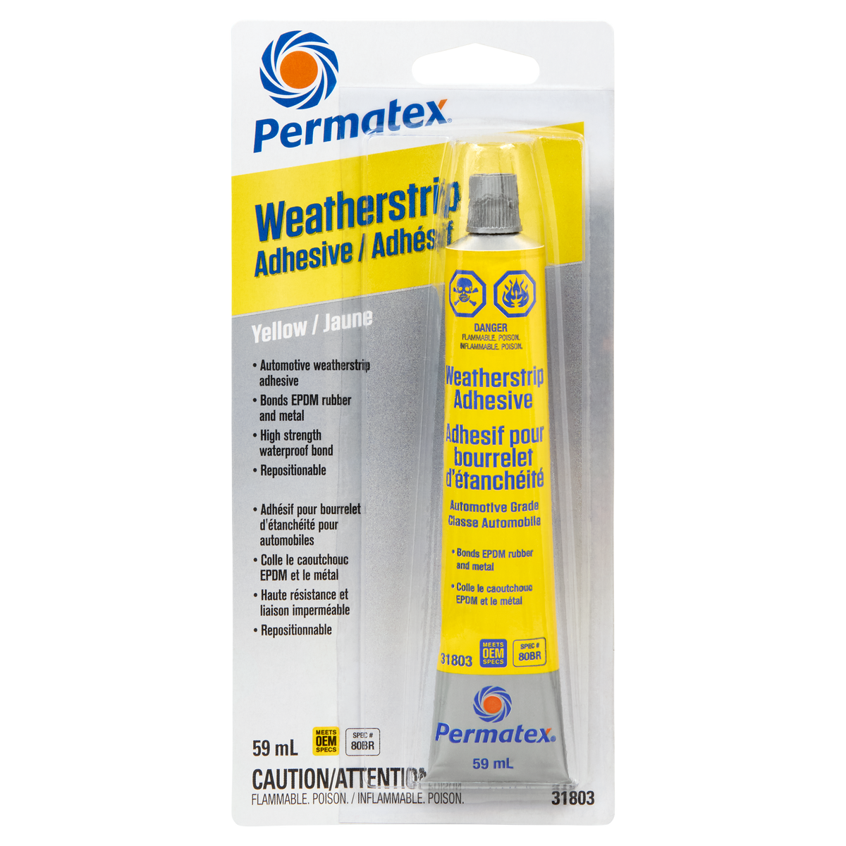 Permatex® Weatherstrip Adhesive, Yellow 80BR, 59mL Tube — Partsource