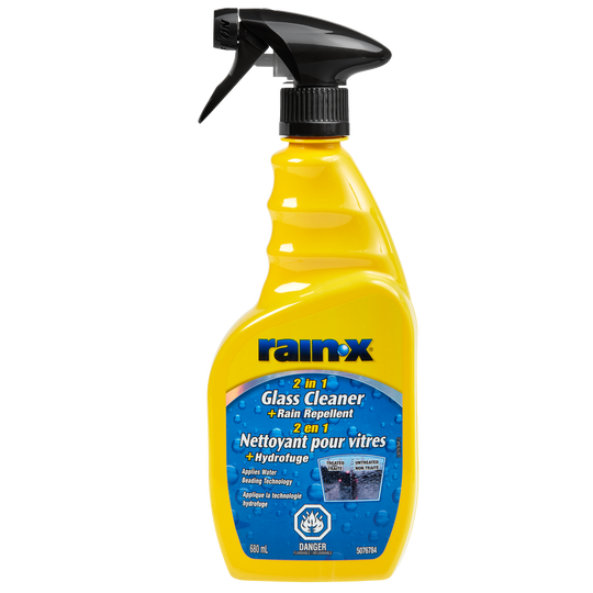 50767Rain-X® 2-in-1 Glass Cleaner with Rain Repellent, 680mL Bottle84 Rain-X 2-in-1 Glass Cleaner & Rain Repellent, 680-mL