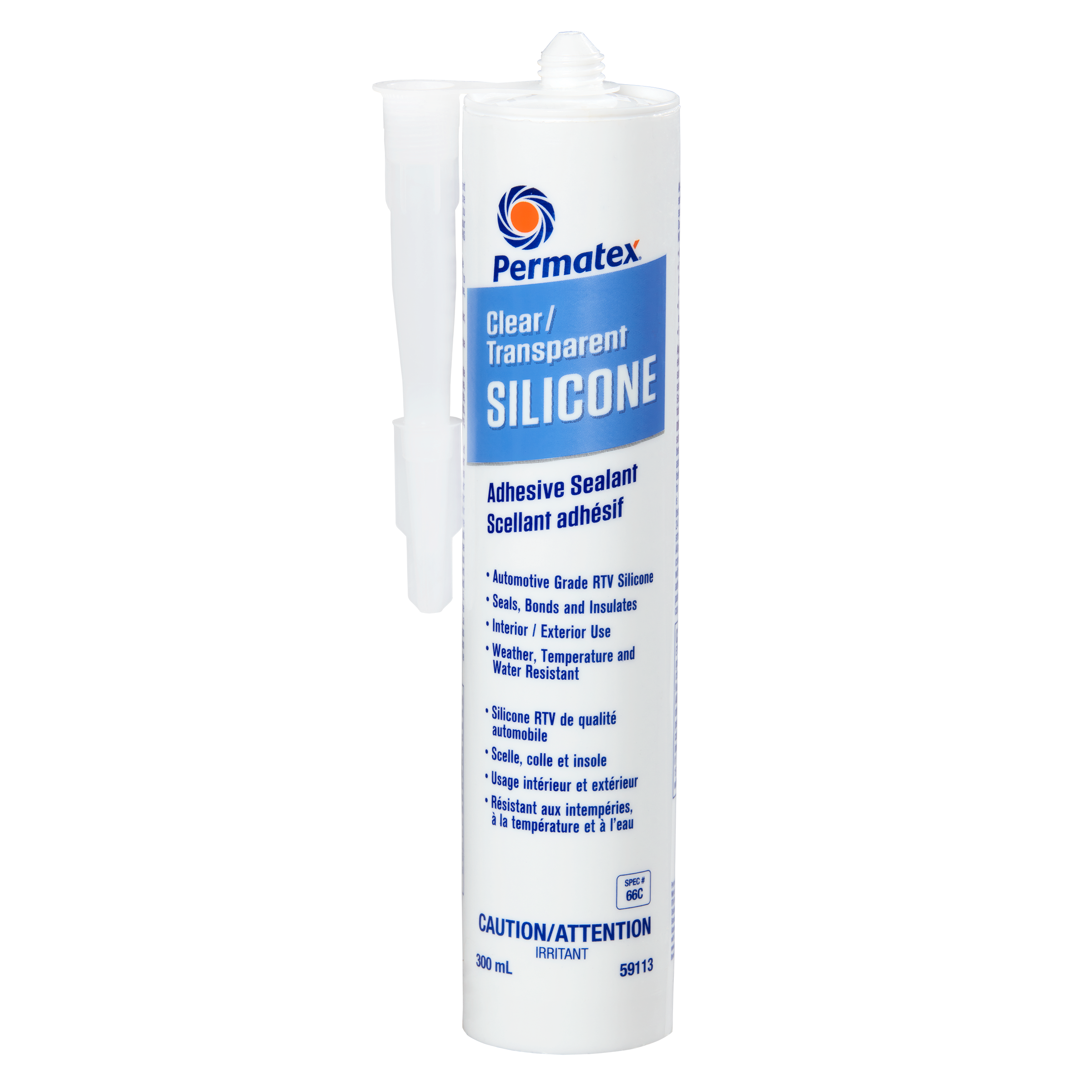 Permatex® Clear RTV Silicone Sealant 66C, 300mL Cartridge