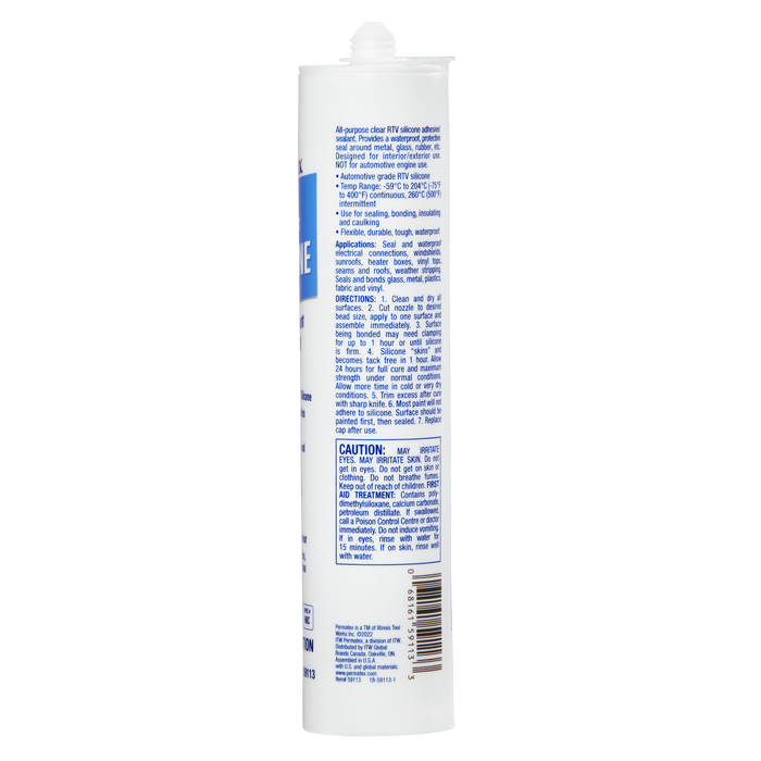 Permatex® Clear RTV Silicone Sealant 66C, 300mL Cartridge