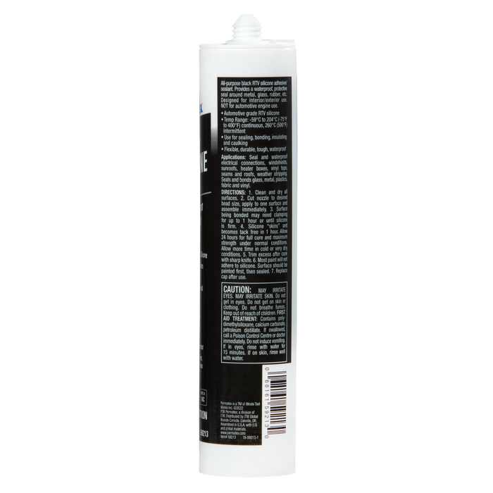 Permatex® Black RTV Silicone Adhesive Sealant 16C, 300mL Cartridge