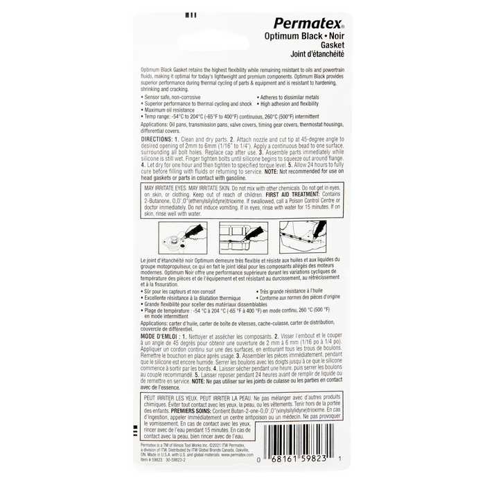 Permatex® Optimum Black Gasket Maker, 80mL Carded Tube