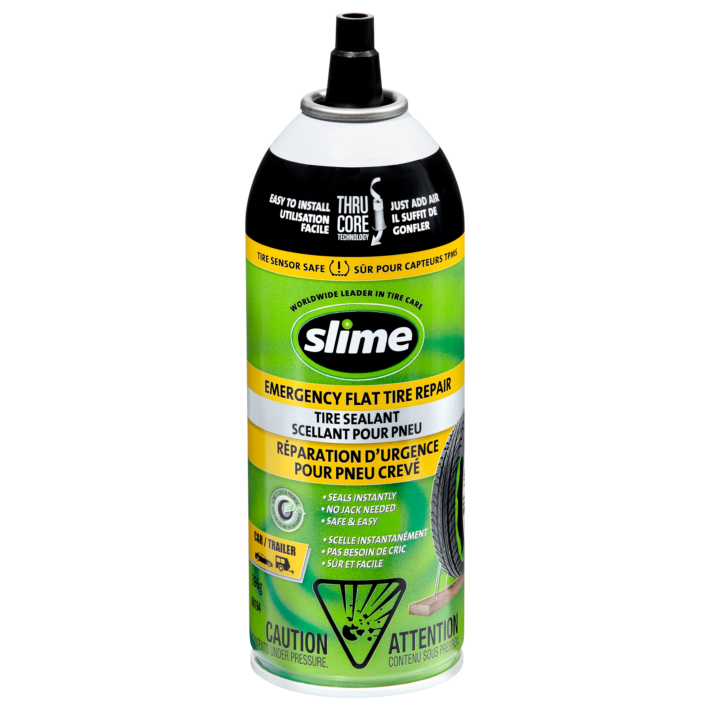 Slime® Thru-Core Emergency Flat Tire Sealant, TPMS Safe, 396-g