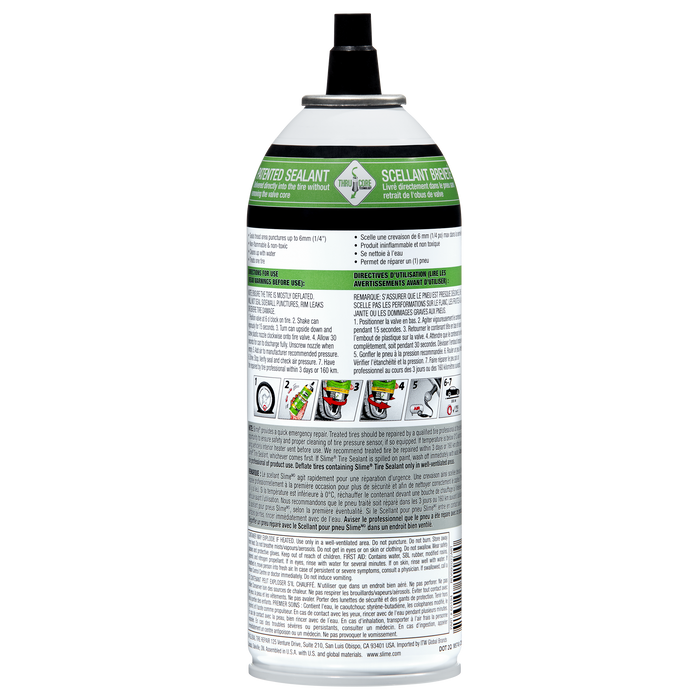 Slime® Thru-Core Emergency Flat Tire Sealant, TPMS Safe, 396-g