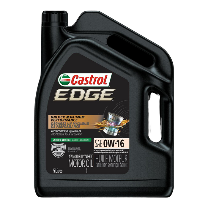 Castrol EDGE 0W-16 Advanced Full Synthetic Motor Oil, 5-L — Partsource Castrol EDGE 0W-16 Advanced Full Synthetic Motor Oil, 5-L — Partsource