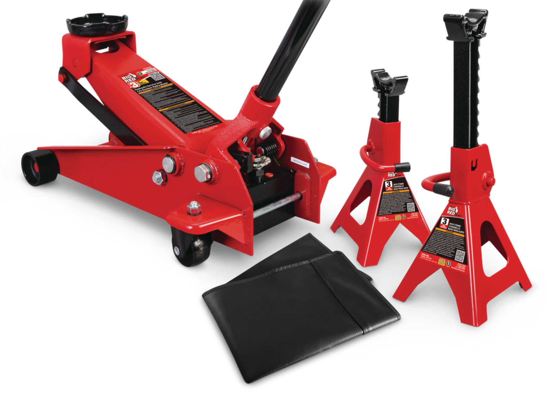 Big Red 3-Ton Jack, Stands & Fender Cover Set