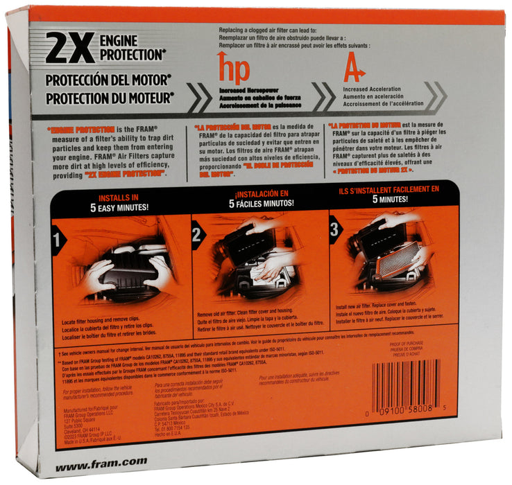 CA12654 FRAM Extra Guard Air Filter