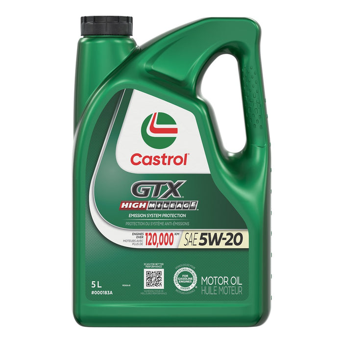 00018-3A Castrol GTX 5W20 High Mileage Engine Oil, 5-L