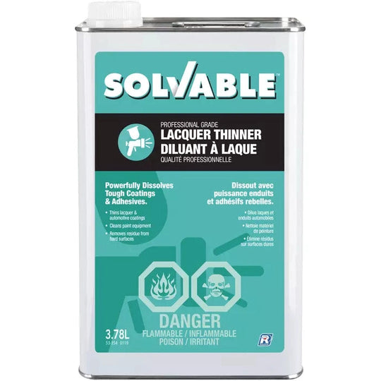 Solvable Professional Grade Lacquer Thinner & Cleaner For Paint & Automotive Coatings, 3.78L
