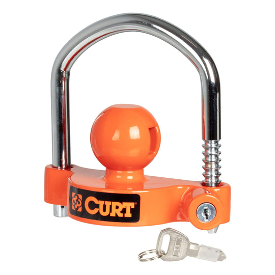 CURT 23090 Universal Trailer Coupler Lock, Bright Orange, Fits Couplers with 1-7/8-in, 2-in or 2-5/16-in Ball Diameter