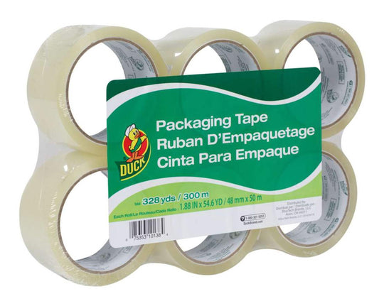 Duck Packaging Tape For Shipping/Moving/Storage/Packing Boxes, Clear, 48-mm x 50-m, 6-pk