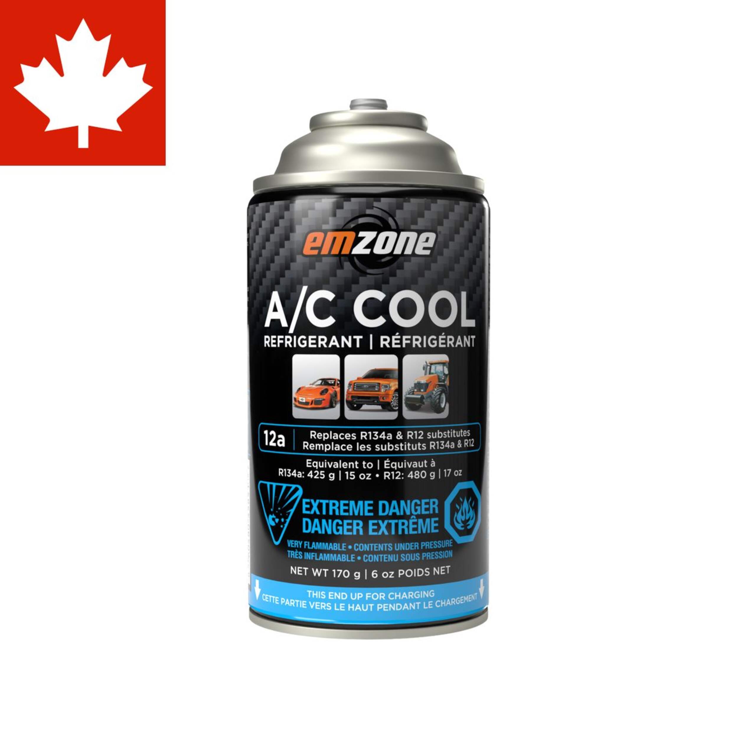 Emzone A/C Cool Refrigerant Recharge Can, 12a, 6-oz