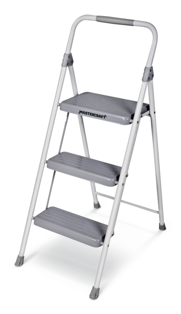 Mastercraft 3-Step Metal Folding Step Stool, 225-lb, 3.2 ft
