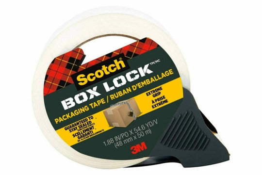 Scotch® Box Lock™ Packaging Tape for Shipping/Moving/Storage, Clear, 3-in Dispenser, 50-m