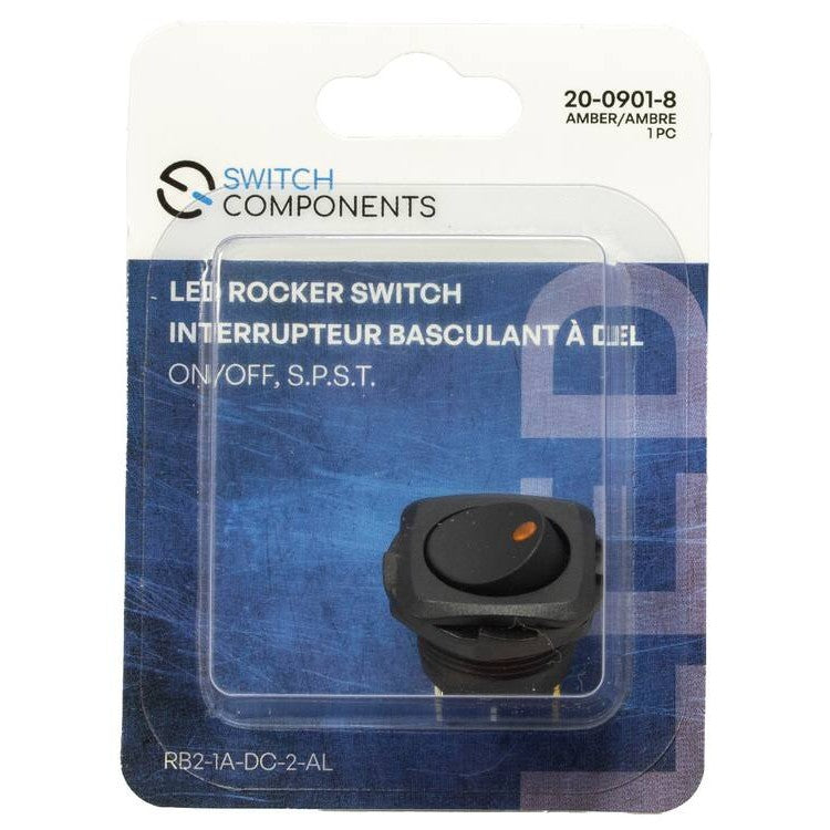RB21ADC2AL Square ActuatorRound Rocker  3P SPST OFFON, Amber LED (VDC)