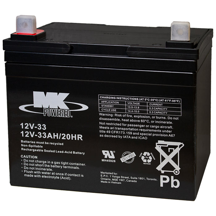 12V33 MK Battery 12-Volt 33 Ah Group Size U1 SLA Battery — Partsource