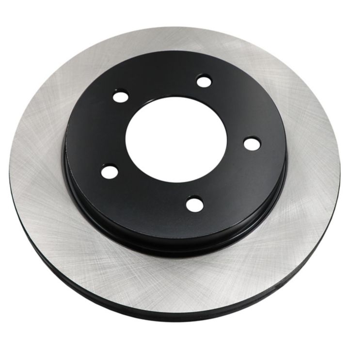 A detailed view of the C25512 ProSeries OE+ Brake Rotor, featuring a black hub and silver disc with five mounting holes.