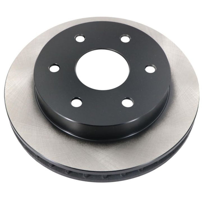 The C01812 ProSeries OE+ Brake Rotor is a silver and black car brake disc rotor with five holes around the center.