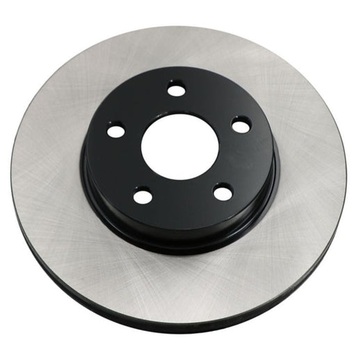 A close-up of the C25128 ProSeries OE+ Brake Rotor showcasing its metallic disc and black center hub with five holes.