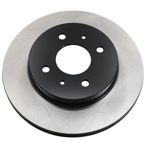 The C25136 ProSeries OE+ Brake Rotor, designed with a black center and silver outer ring, features multiple holes for mounting.