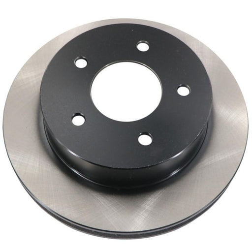 The C25050 ProSeries OE+ Brake Rotor is a black and silver car brake disc with four holes.