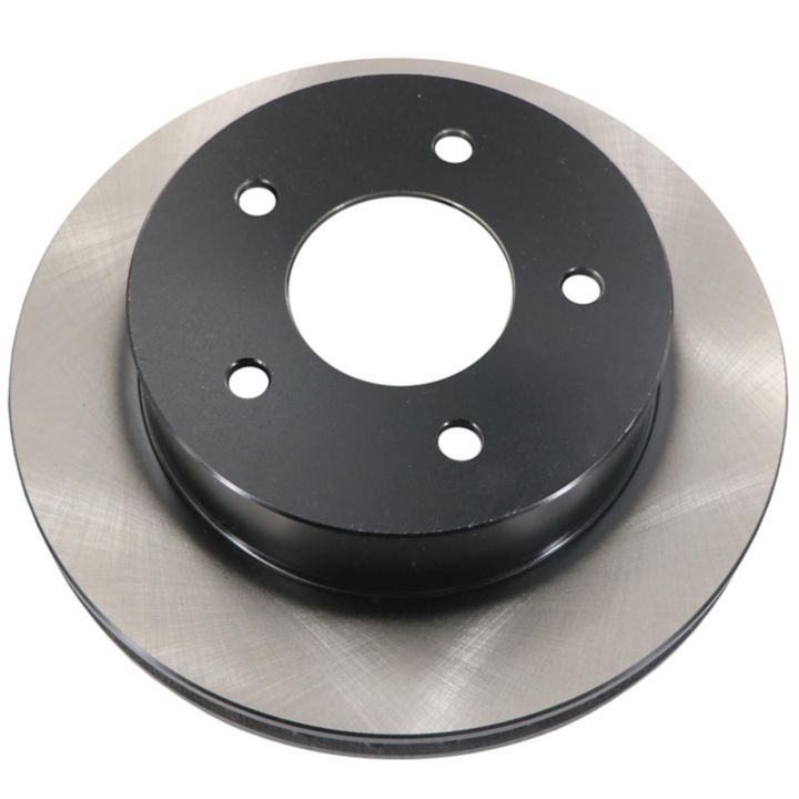The C25050 ProSeries OE+ Brake Rotor is a black and silver car brake disc with four holes.