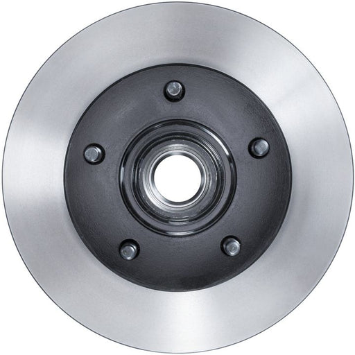 Close-up of the C25496 ProSeries OE+ Brake Rotor, showcasing its metallic surface with a central bolt pattern and a smooth finish.