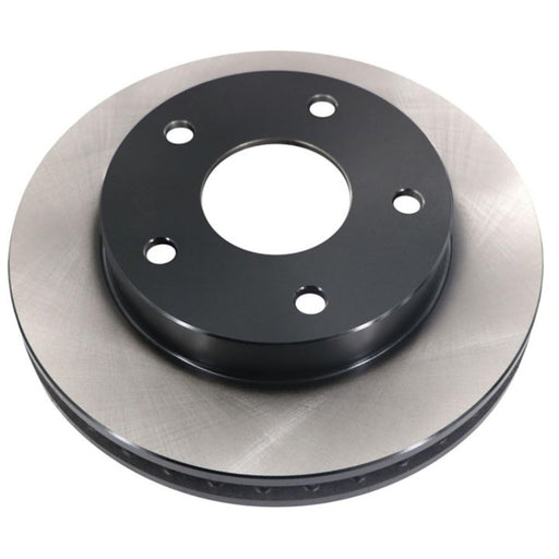 Close-up of the C25388 ProSeries OE+ Brake Rotor, showcasing its silver outer edge, black inner section, and five bolt holes.