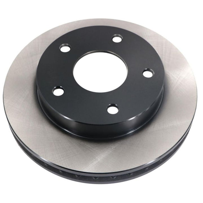 Close-up of the C25388 ProSeries OE+ Brake Rotor, showcasing its silver outer edge, black inner section, and five bolt holes.