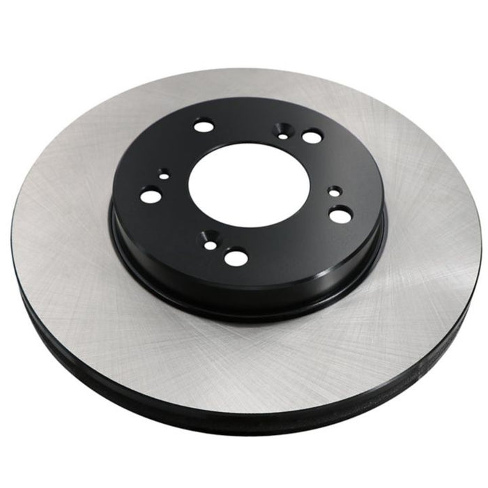 The C25518 ProSeries OE+ Brake Rotor features a circular design with a silver outer surface and black center hub, complete with multiple bolt holes.