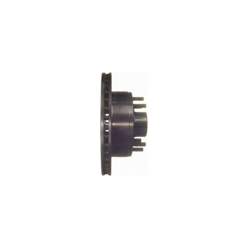Profile view of the C25477 ProSeries OE+ Brake Rotor in black, featuring a hub and multiple lug studs.