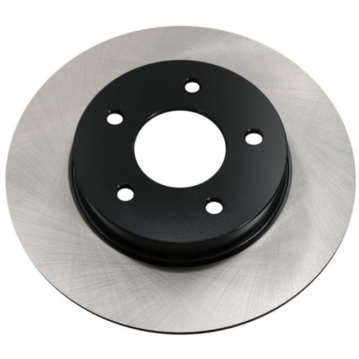 A close-up image of the C25210 ProSeries OE+ Brake Rotor featuring a black central hub and a silver disc.